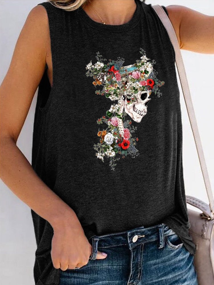 Camiseta Vintage Flower Skull