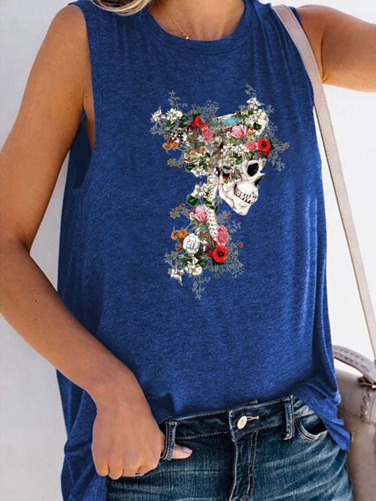 Camiseta Vintage Flower Skull